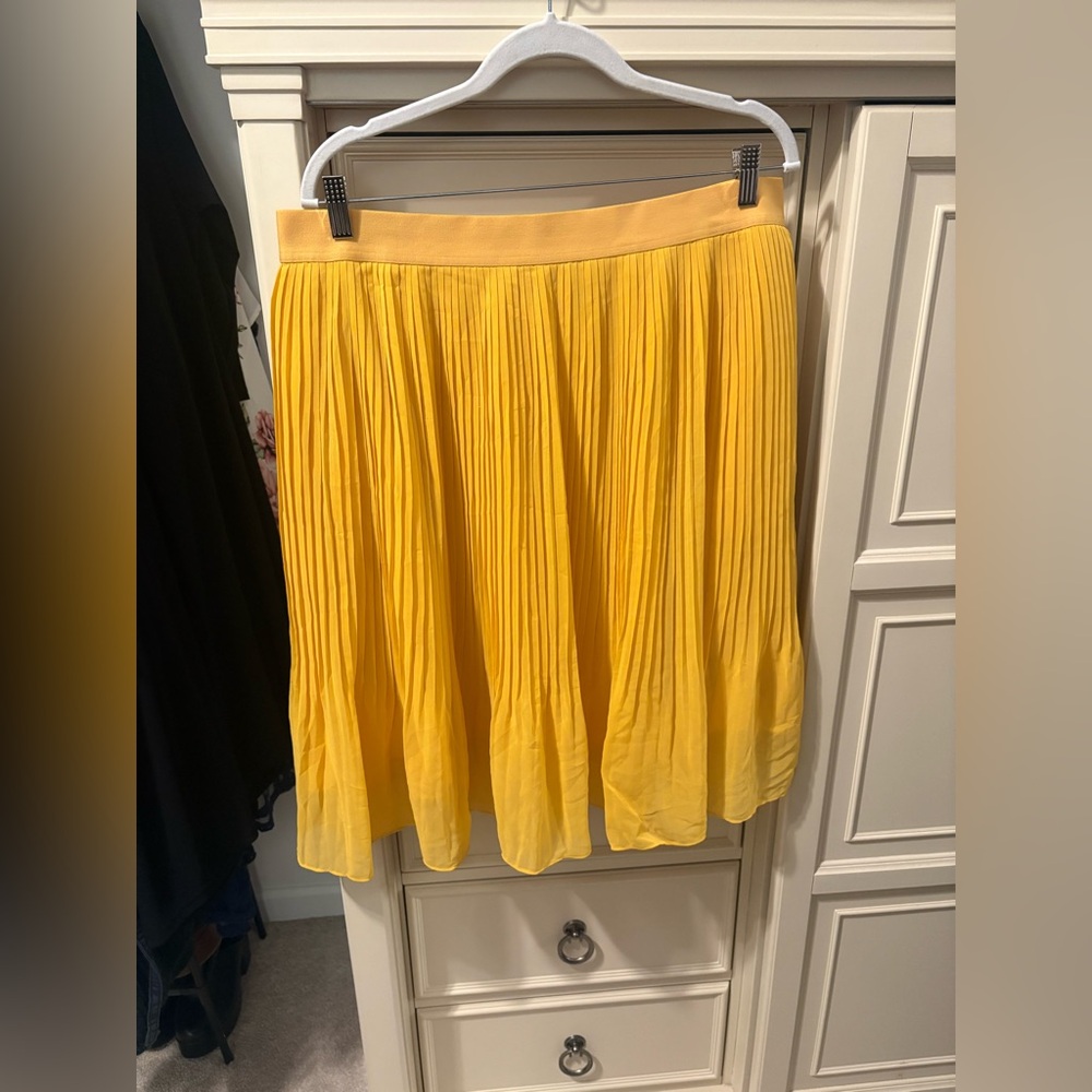 a new day Yellow Pleated Midi Skirt